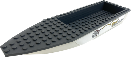 LEGO Boat Hull 28x8 White / Dark Bluish Grey City Harbour  #69606