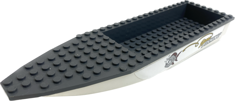 LEGO Boat Hull 28x8 White / Dark Bluish Grey City Harbour  #69606