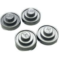 Lego Barbell Weights / Wheel Covers Pack Of 4 Metallic Silver Ghostbusters Ecto-1 #68432