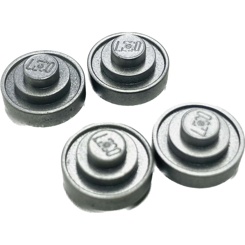 Lego Barbell Weights / Wheel Covers Pack Of 4 Metallic Silver Ghostbusters Ecto-1 #68432