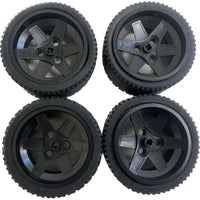 Lego Black Wheel 68.8 x 36 Zr Solid Smooth X4 #66795