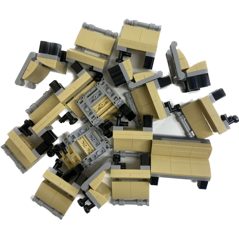Lego Brick Built Chairs Tan Light Bluish Grey Approx 14 (incomplete Chunks) #66869