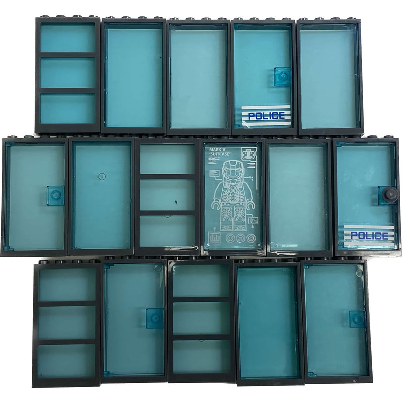 Lego Door And Window Pack Dark Bluish Grey / Trans Light Blue #69967