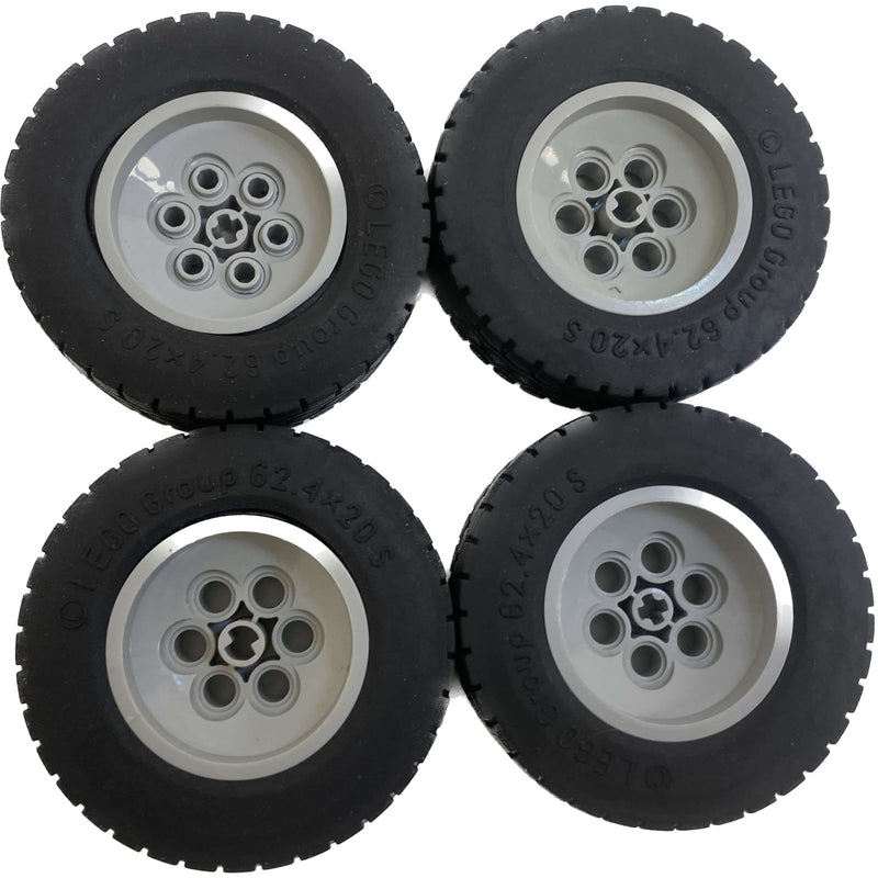 Lego Light Bluish Grey Technic Hubs With Black Tire 62.4 x 20s #67334