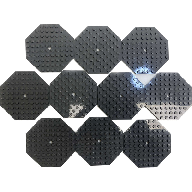 Lego Octagonal Plate 10x10 Pack 0f 10 Dark Bluish Grey #65526