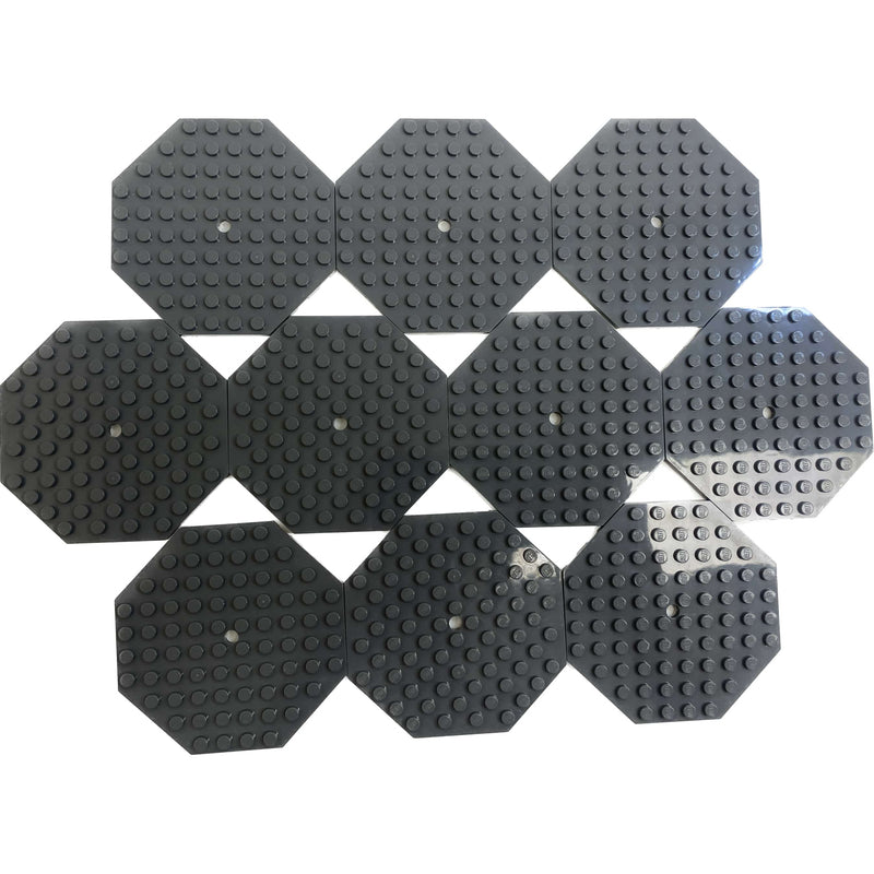 Lego Octagonal Plate 10x10 Pack 0f 10 Dark Bluish Grey #65914