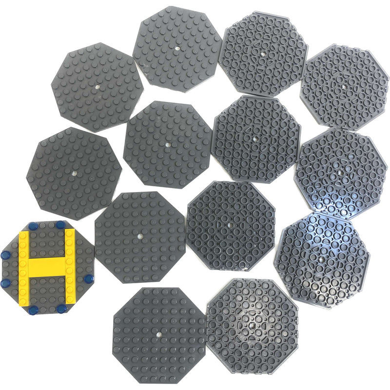 Lego Octagonal Plate 10x10 Pack Of 14 Dark Bluish Grey #61157