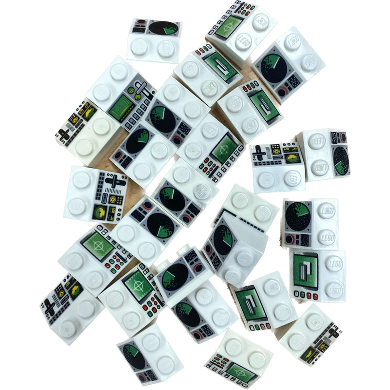 Lego Printed White Slopes Pack Displays Computer Screens Registers Space City #67768