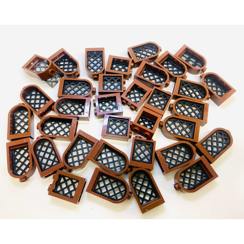 Lego Small Windows Mixed Pack Reddish Brown / Black Lattice #69929