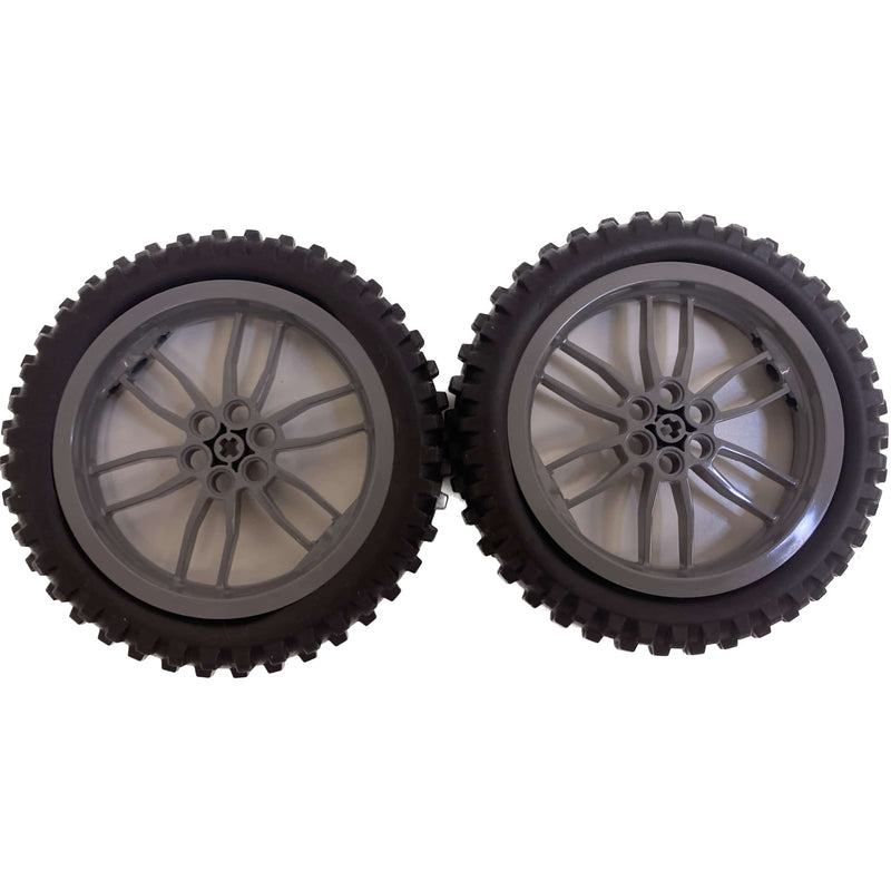 Lego Technic Motorcycle Tyre 100.6 Pack Of 2 With Dark Bluish Grey Hub 75x17mm #65810