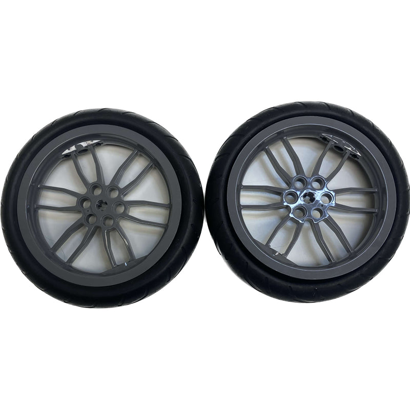 Lego Technic Motorcycle Tyre 94.2mm x 22mm Pack Of 2 With Dark Bluish Grey Hub 75x17mm #55837
