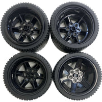Lego Technic Tyre 68.8x36 Zr Pack Of 4 With Black Hubs #69968