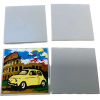 Lego Tile 6x6 Pack Of 4 Light Bluish Grey With Fiat 500 painting #69926