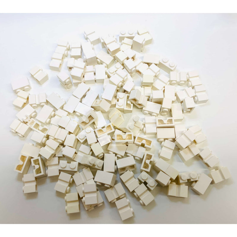 Lego White Brick 1x2 With Groove Pack Of Approx 125 #69927
