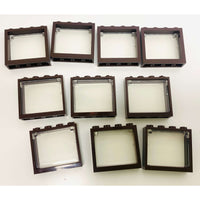 Lego Windows 1x4x3 Dark Brown With Trans Clear Glass Pack Of 10 Brand New