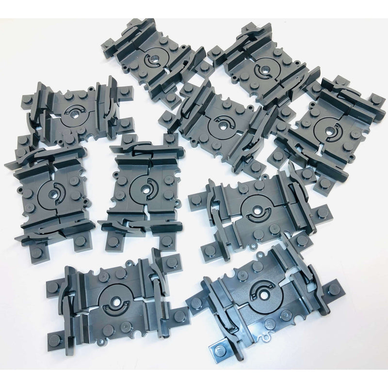 Lego Rc Train Track Flexible Flexi Pack Of 10 Dark Bluish Grey - LEGO